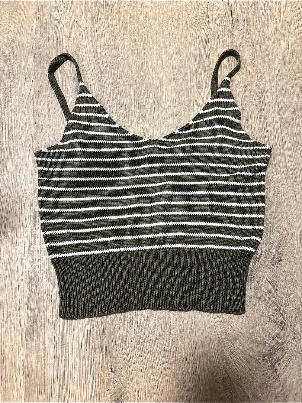 Striped Green & White Tank Top